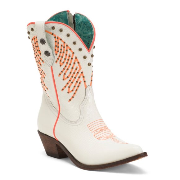 CORRAL BOOTS White Made In Mexico Patent Leather Neon Black Light Western Boots - Picture 1 of 2